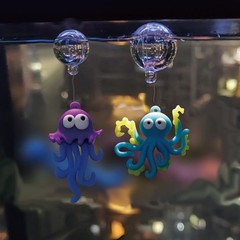 Aquarium Ornament, 2 Pcs Fish Tank Decorations Floating Decor Octopus with Fl…