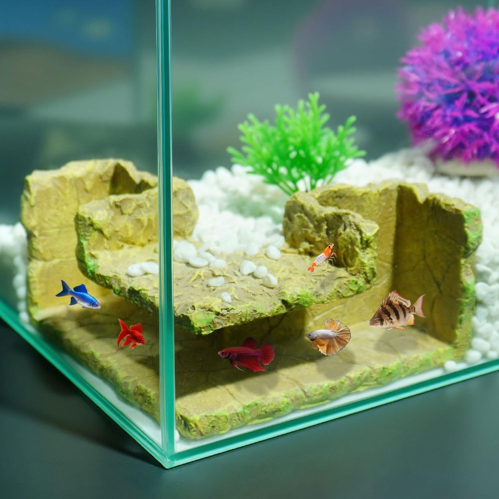 90 Corner 5.3×5.3×2.8 Inch Fish Cave Viewing Tunnel Hideout For Aquarium