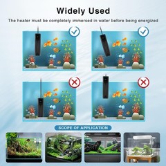 AQQA Aquarium Heater,300W 500W 800W 1000W 1200W Fish Tank Heater,59℉-93