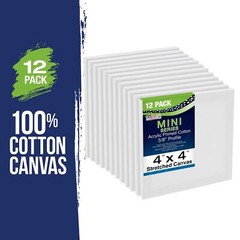 U.S. Art Supply 4×4 Mini Canvases for Painting, 12 Pack Bulk Small Stretched …