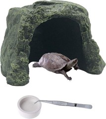 Large Reptile Hideout Cave,Resin Tortoise Hide Rock Turtle Hideaway House Lizard