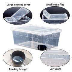 Hamiledyi 2PCS Reptile Feeding Box Snake 12.6 x 8.6 x 5.9 inches, White