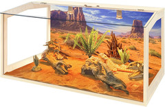 Bearded Dragon Tank with Glass Roof & Built-In Light, 34 Gallon Reptile Enclosur
