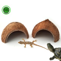 Reptile Hide Habitat Natural Coconut Shell Lizard Spider Small Animal Cave House