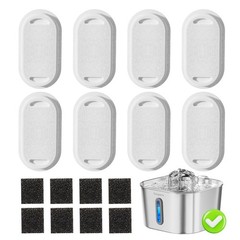 Cat Water Fountain Filter, 8 Pack 4-Stage Filtration for PWS-158B (74oz/2.2L)