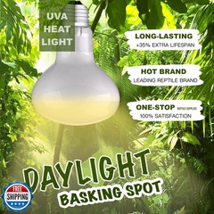100W 2-Pack Reptile Basking Heat Bulb – UVA Daylight Heat Lamp for Bearded Dr