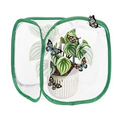 Outdoor Butterfly Habitat Cage Terrarium [White with Green, 12 x 12 x 12 Inch]