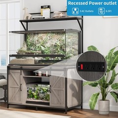 Farmhouse Reptile Tank Stand W/ Power Outlet 48″ X 24″ Tabletop