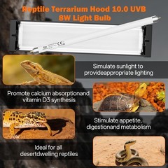 T5 UVB Reptile Light Fixture Combo Kit 8W: 10.0 HO UVB Light for Reptiles Terrar