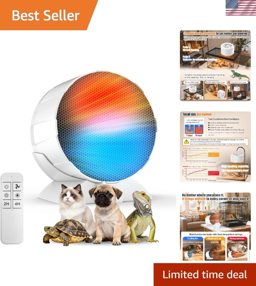 Safe 200W Reptile Space Heater with Remote Control – Ideal for Snakes and Geckos