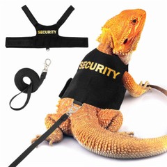 Escape-Proof Adjustable Bearded Dragon Harness Set with Short Leash for Outdoor