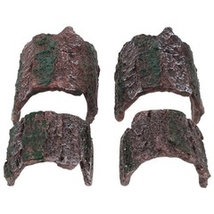 4Pcs Reptile Hideout Cave with Realistic Bark Design for Lizard Snake Tank Decor