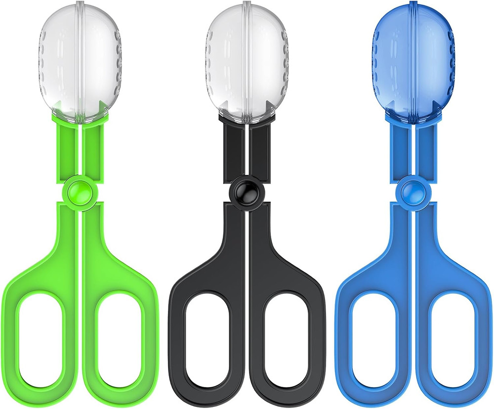 Pawfly 3 Pack Reptile Feeding Clamp, Bug Scooper, Plastic Reptile Poop Scoop, Te