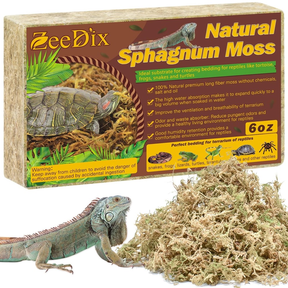 6 oz Premium Sphagnum Moss Reptiles 8 qt Dried Long Fiber Terrarium Bedding