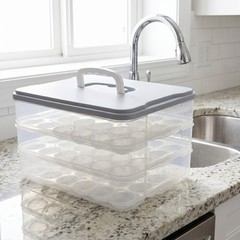 Stackable Egg Cartons Clear Holder Tray with Lid Container for Refrigerator