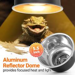 5.5 Inch Reptile Light Fixture with Dimming/Separate Switches, 2 Packs Deep Dome