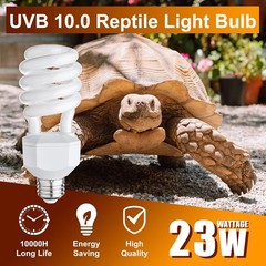 UVB Reptile Light Bulb 10.0, 23W UV Spiral Compact Florescent UVB10.0, White