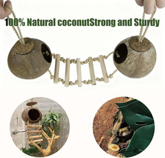 10PCS Crested Gecko Tank Accessories Set – Natural Double Coconut Shell with Lad