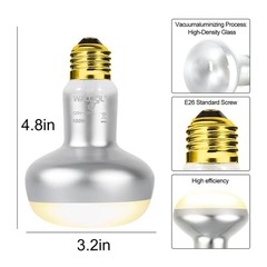WACOOL 4 Pack Heat Lamp Bulbs for Reptiles, 100W Intense Basking Spot Lights,…