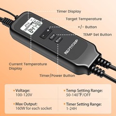 Dual Reptile Light Fixture with Timer & PID Dimming Thermostat, Day-Night Hea…
