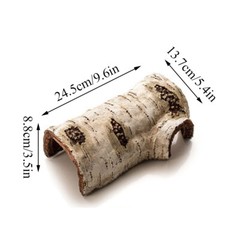 Artificial Birch Log Tortoise Small Animal Habitat Bearded Dragon Hide Cave↑
