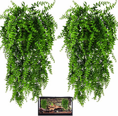 2 Pack Reptile Plants Terrarium Hanging Fake Vines with Suction Cup for Geckos
