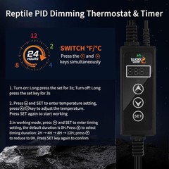 Reptile Dimming Thermostat, PID Heat Lamp Temperature Controller with LED Digita