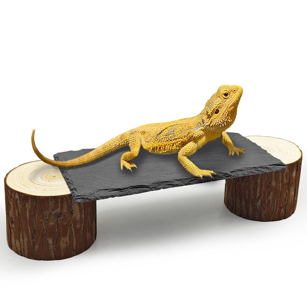 Bearded Dragon Basking Platform,8×4×2.4inch Reptile Heat Storage Slate Stone …