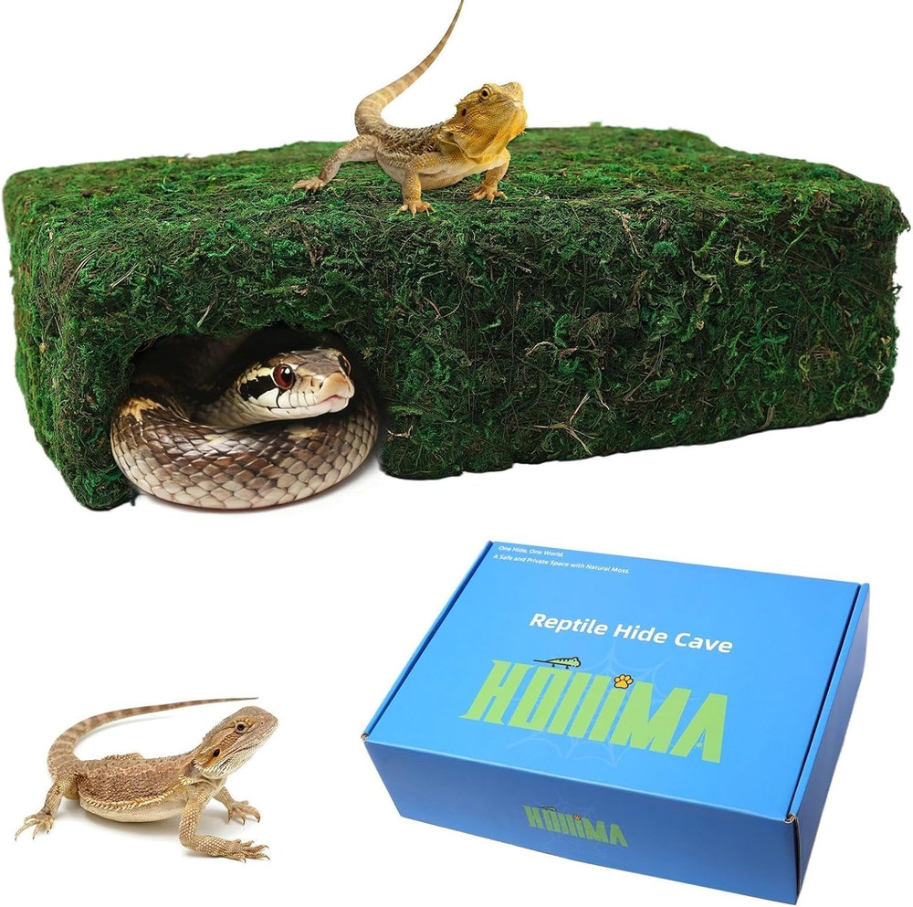 Mossy Cave Hide Reptiles Lizard Moss Hideout Safe Shelter Snake Cave Hut Themed