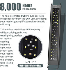 18-Inch LED UVA UVB Light for Reptiles with Controller, Full Spectrum UVA & UVB