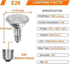 Vinaco PAR30 Long Neck 75W, 6 Pack Long Lasting PAR30 Halogen Flood Light War…