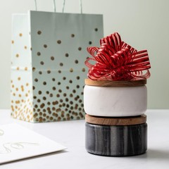Cork & Mill Marble Salt and Pepper Bowls – Set of 2 Handcrafted White/Grey So…