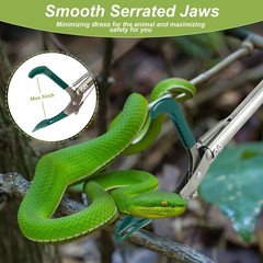 50″ Folding Snake Grabber Tongs Stainless Steel Reptile Handling Stick Catcher