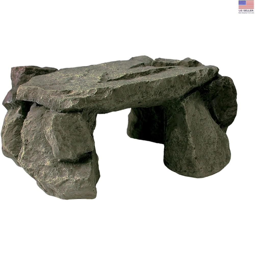 Grey Shale Rock Den Decor for Medium Reptile Terrariums – Basking & Hiding Spot