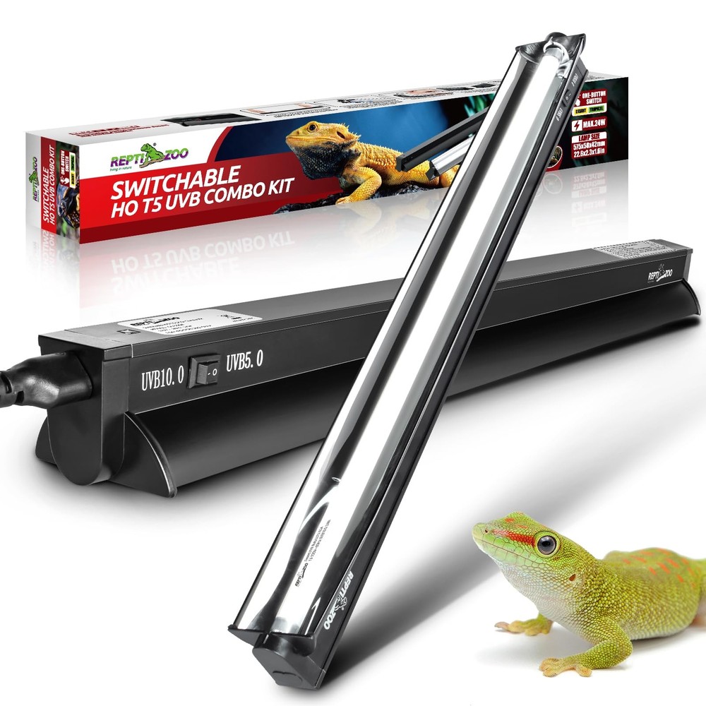 Switchable UVB Light for Reptiles, 24W T5 UVB Light Combo Kit for Tropical & …