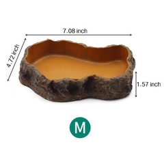 Reptile Water Dish Resin Rock Food Feeder Bowl Terrarium Decor M Orange