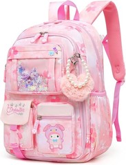 Alrisg Girls Backpack School Bag Kids 17 Inch Purple