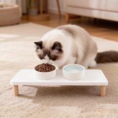 Wooden Elevated Cat Food Stand, 2.4″ Raised Cat Food Table, Pet Feeding Table…