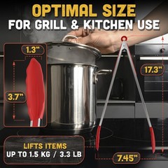 17.3″ Extra Long Tongs with Silicone Tip & Stainless Steel Frame — BBQ Ton