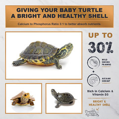 Floating Baby Turtle Food, All Natural Ingredients, Wild Sword Prawn, Calcium Vi