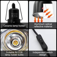 Reptile Heat Lamp Fixtures 2 Pack 5.5 Inch Deep Dome Lampshade Shade Reptile