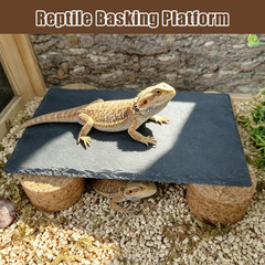 Bearded Dragon Basking Platform,9.8×5.9×1.6inch Reptile Heat Storage Slate Stone