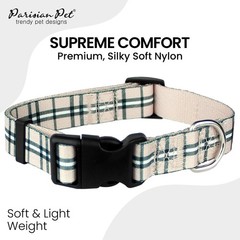 Plaid Dog Collar – Adjustable Scottish Khaki Pet Collar with Secure Buckle an…