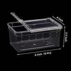 JOBEDE 10 Pcs Reptile Feeding Boxs, Plastic Spider Terrariums Breeding Box Fe…