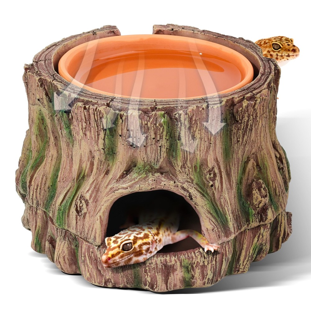 3 in 1 Reptile Hide Cave,Lizard Humid Hideout with Detachable Base and Clay W…