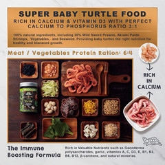 Floating Baby Turtle Food, All Natural Ingredients, Wild Sword Prawn, Calcium Vi