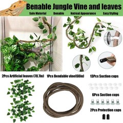 10Pcs Bearded Dragon Tank Accessories, Reptile Hammock Terrarium Plants Jungl…