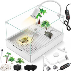 Small Turtle Tank Kit(Tank + Light + Water Pump), Acrylic Turtle Tank Starter Ki