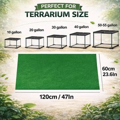 Large Reptile Carpet Terrarium Liner 47″ X 24″ Substrate Mat (Green)