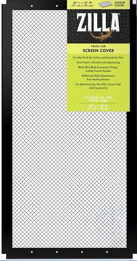Zilla 20”x10” Reptile Screen Cover Durable Metal Mesh Airflow Secure Design